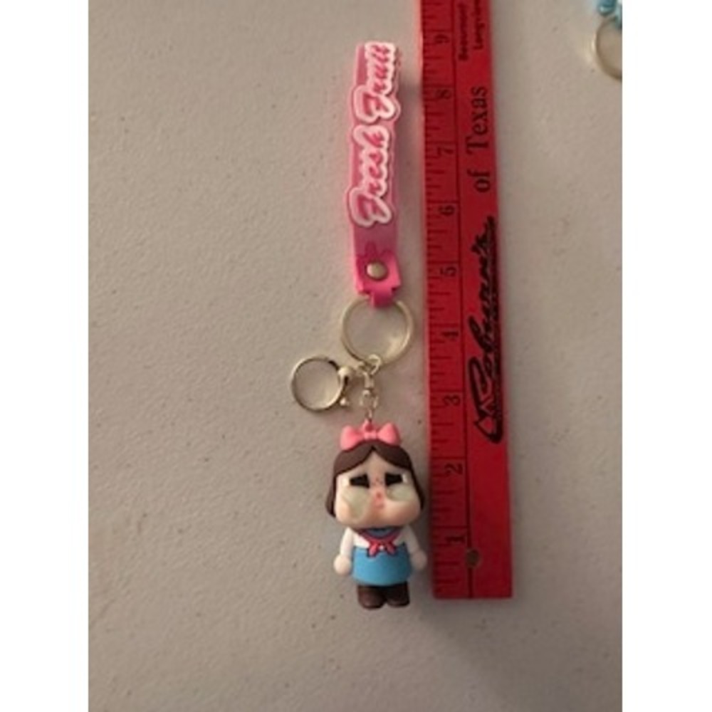 Crybaby Fresh Fruit Pink Wristlet Keychain 3D Figure Bag Charm Gold Tone Clasp
